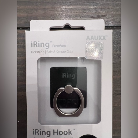 Genuine AAUXX iRing Premium Mount Grip / Holder and Kickstand - Matte Black NEW - Picture 2 of 5